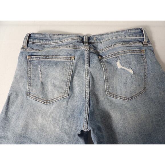 Willow + Root Jeans Midrise Girlfirend Sz 32 Distressed Cropped Blue Denim Stret - Picture 5 of 15